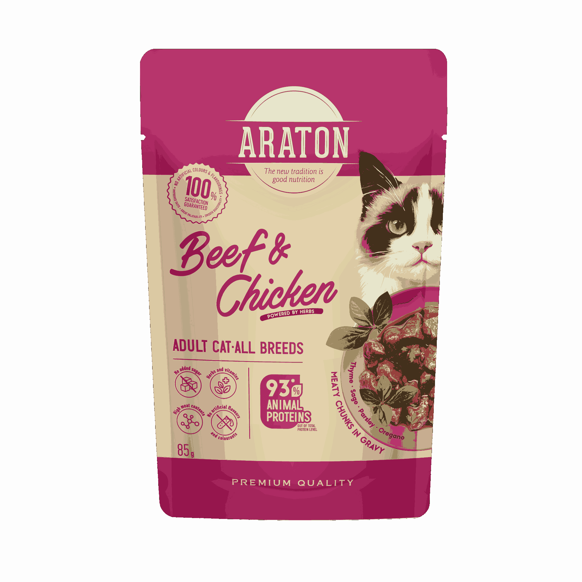 ARATON Adult Cats All Breed with Beef and Chicken wet pet food 85 g
