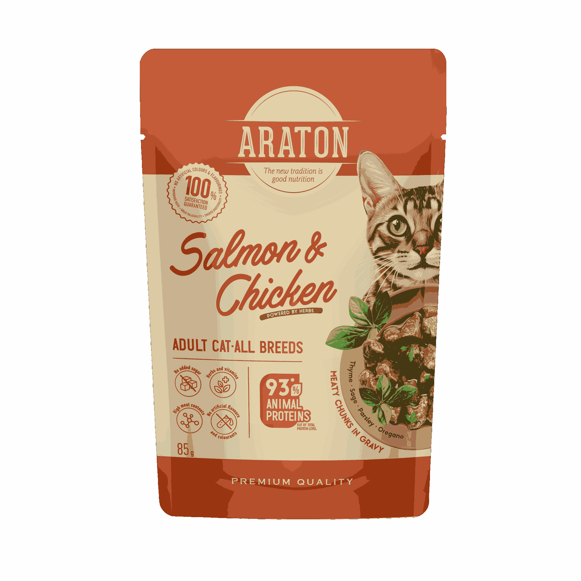 ARATON Adult Cats All Breed with Salmon and Chicken wet pet food 85 g