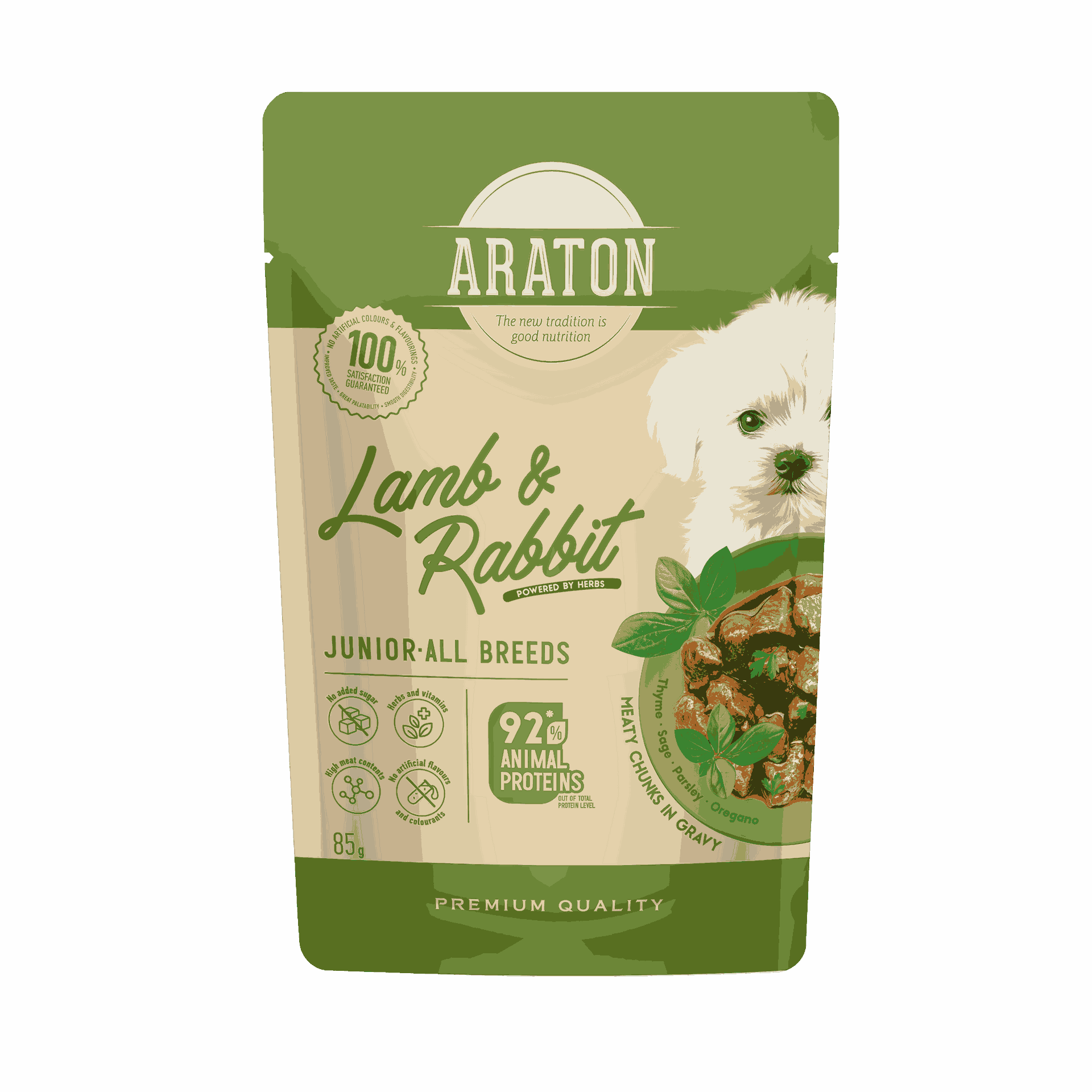 ARATON Junior Dog All Breeds with Lamb and Rabbit wet pet food 85 g