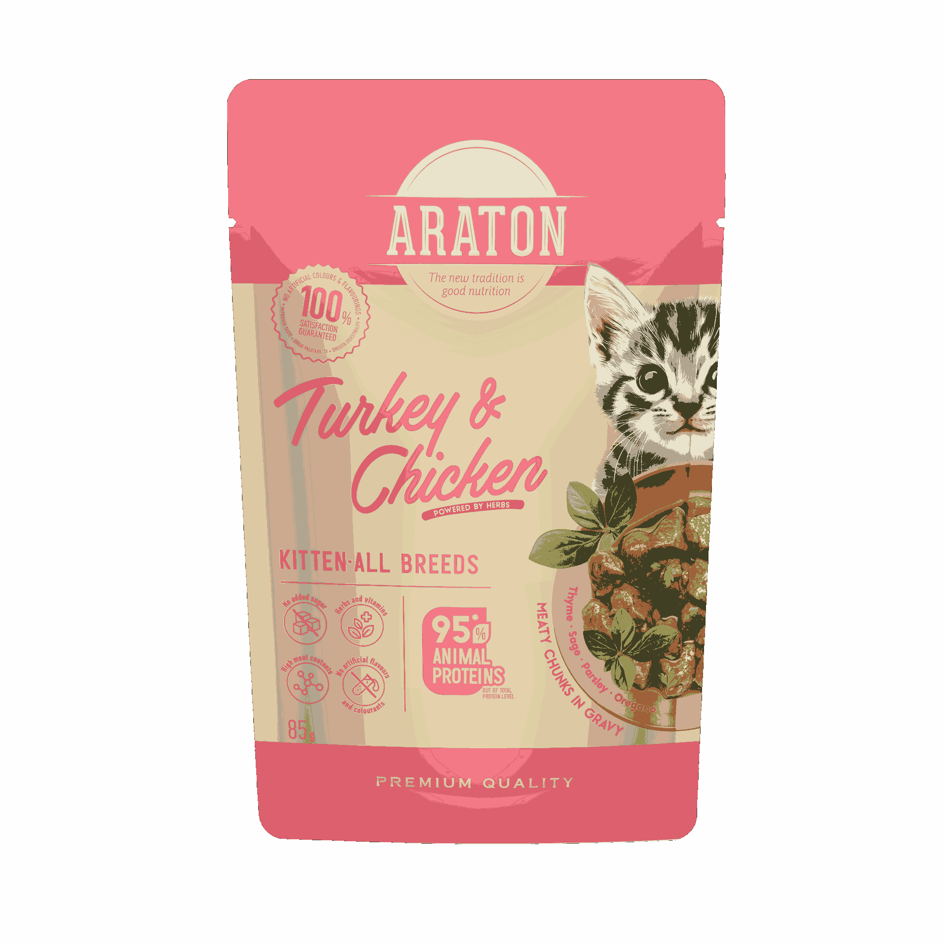 ARATON Kitten All Breeds with Turkey and Chicken wet pet food 85 g