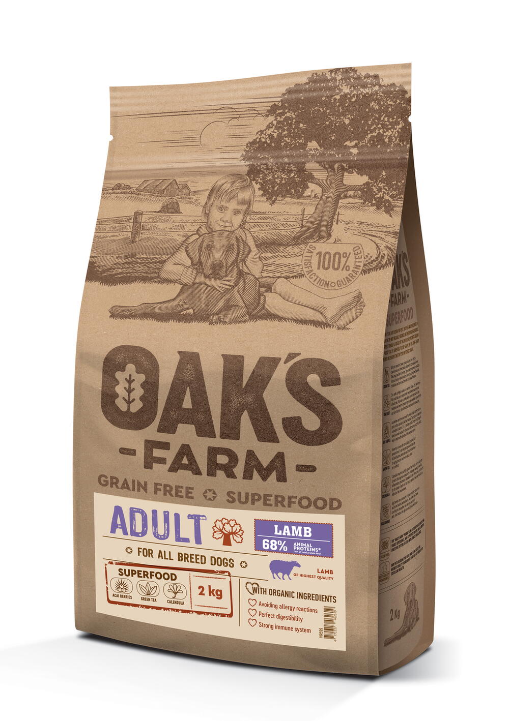 OAK'S FARM Grain Free Lamb Adult All Breed Dogs 2 kg